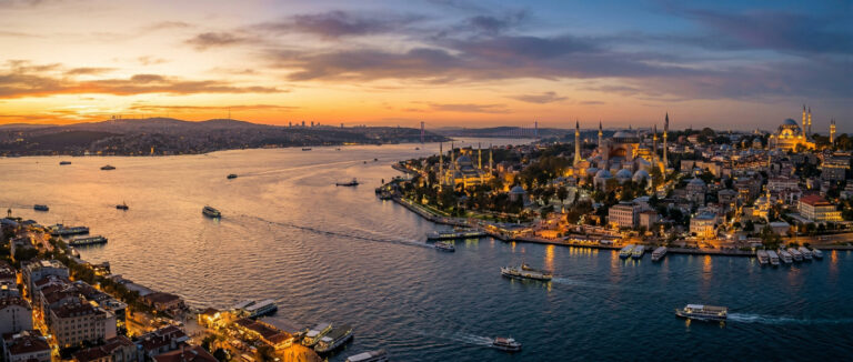 Panoramic view of Istanbul’s shoreline and historic skyline